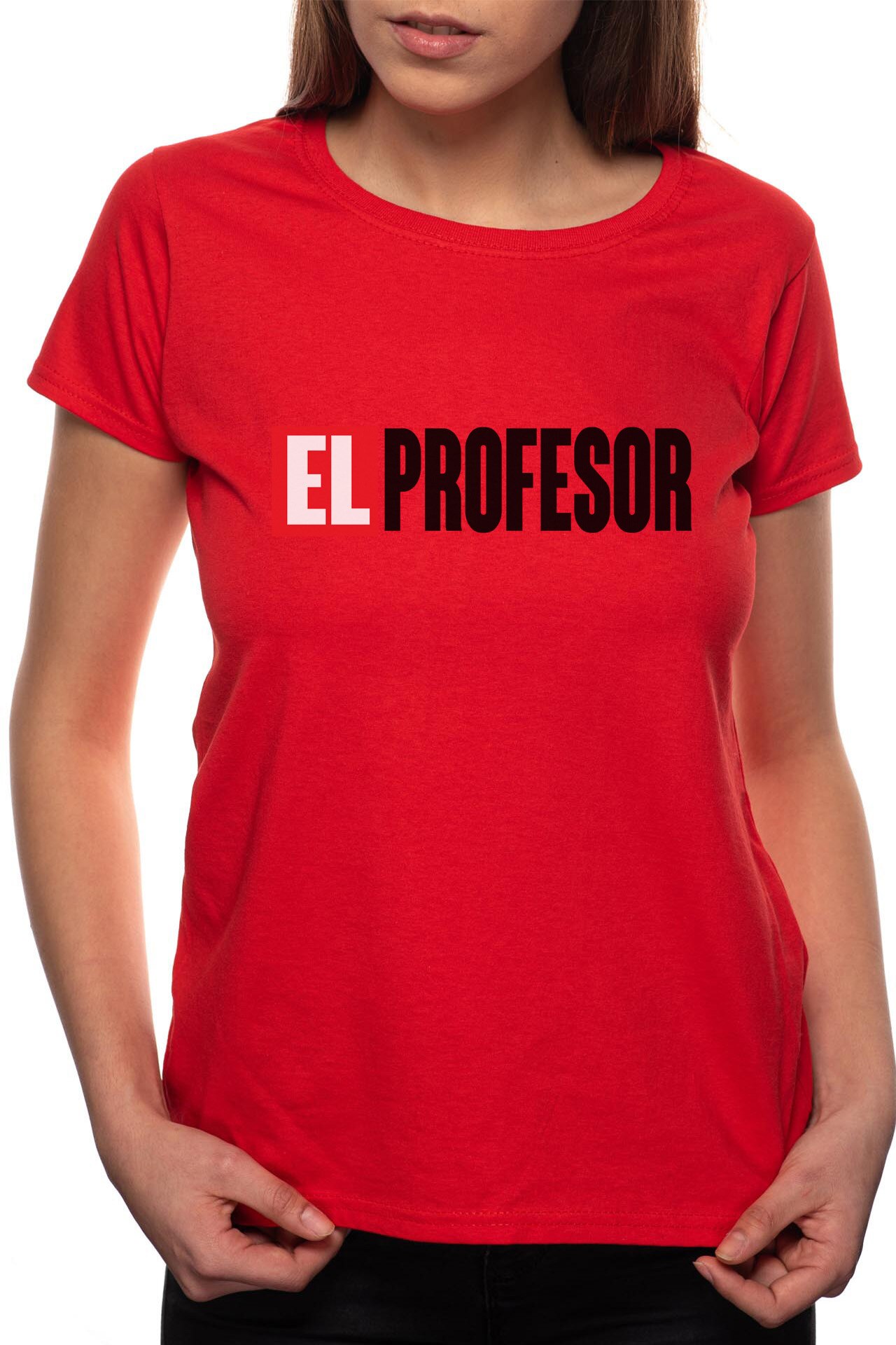 Tricou dama, La Casa De Papel - El Profesor, 100% Bumbac, B152, Rosu