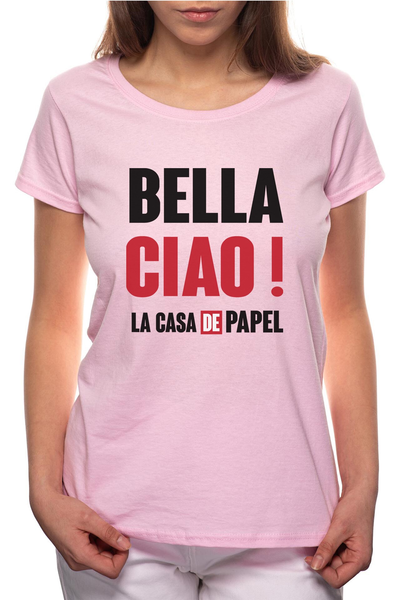Tricou dama, La Casa De Papel - Bella Ciao, 100% Bumbac, P154, Roz