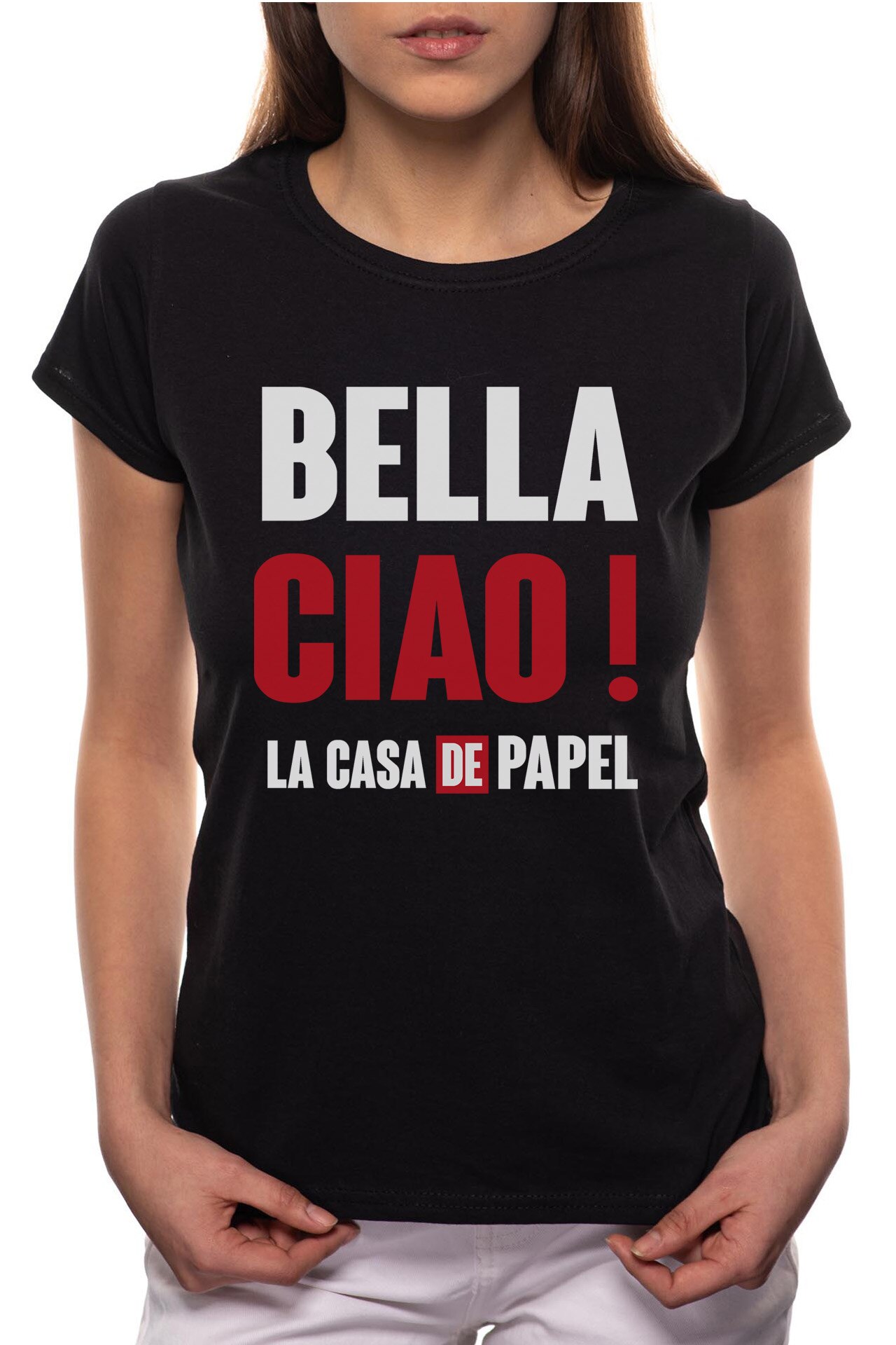 Tricou dama, La Casa De Papel - Bella Ciao, 100% Bumbac, P154, Negru