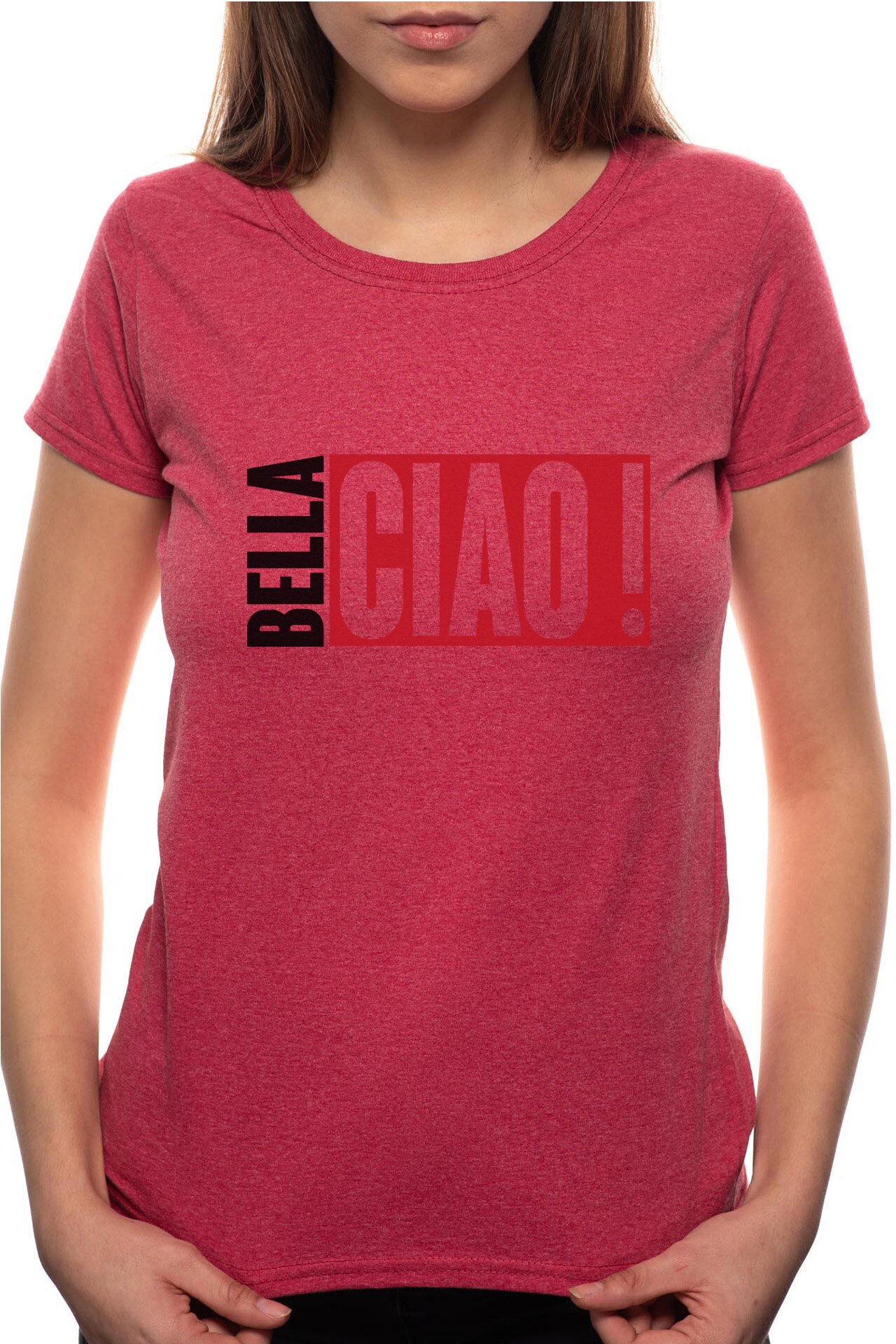 Tricou dama, La Casa De Papel - Bella Ciao, 100% Bumbac, B155, Rosu Bordeaux