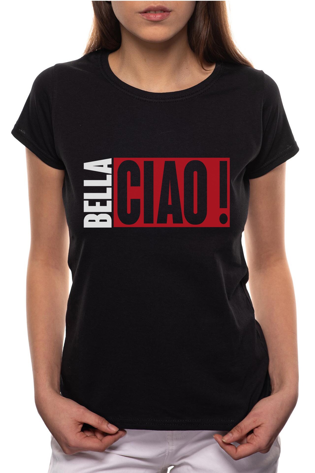 Tricou dama, La Casa De Papel - Bella Ciao, 100% Bumbac, B155, Negru