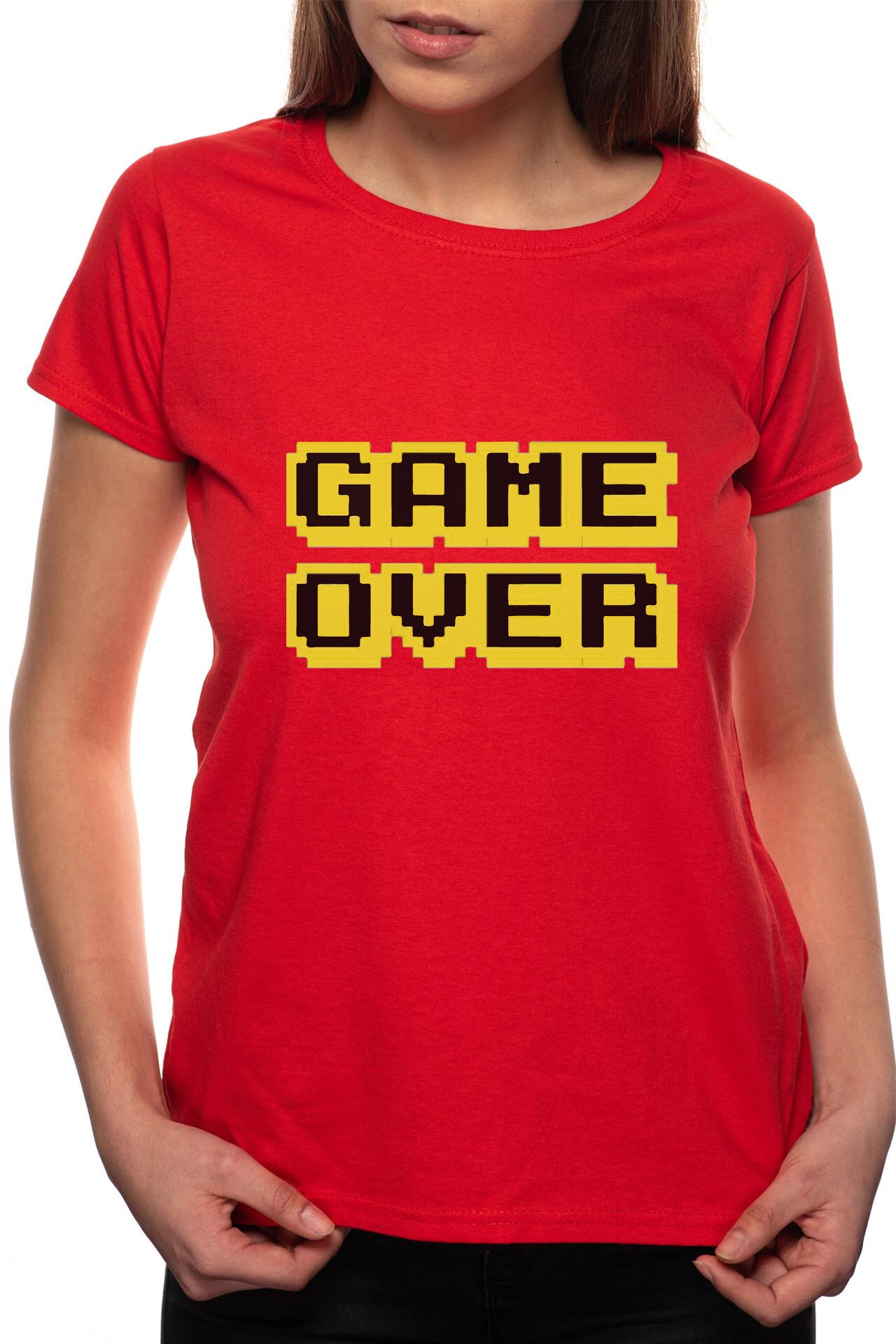 Tricou dama, Game Over, 100% Bumbac, BR156, Rosu