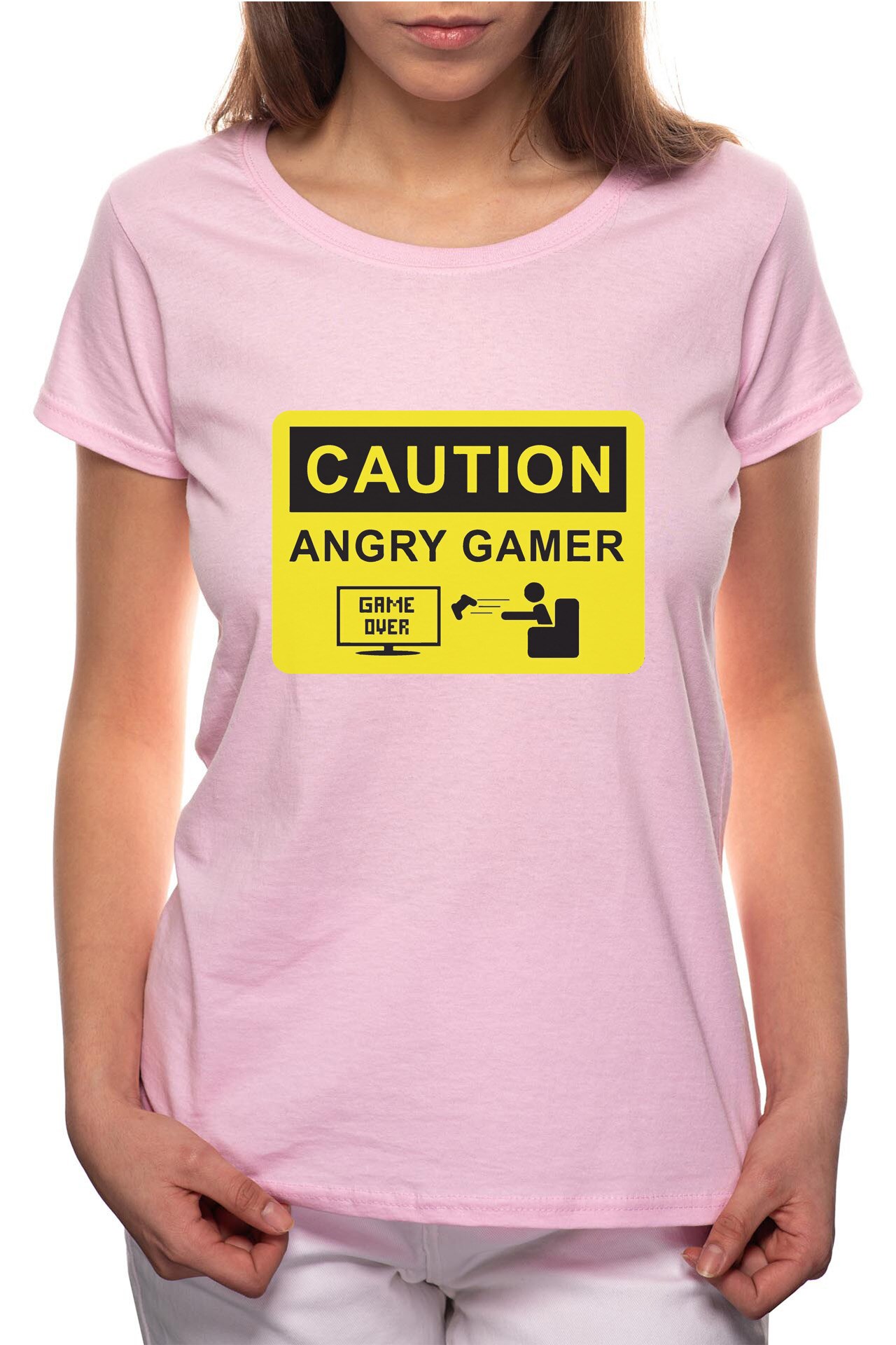 Tricou dama, Angry Gamer, 100% Bumbac, B157, Roz