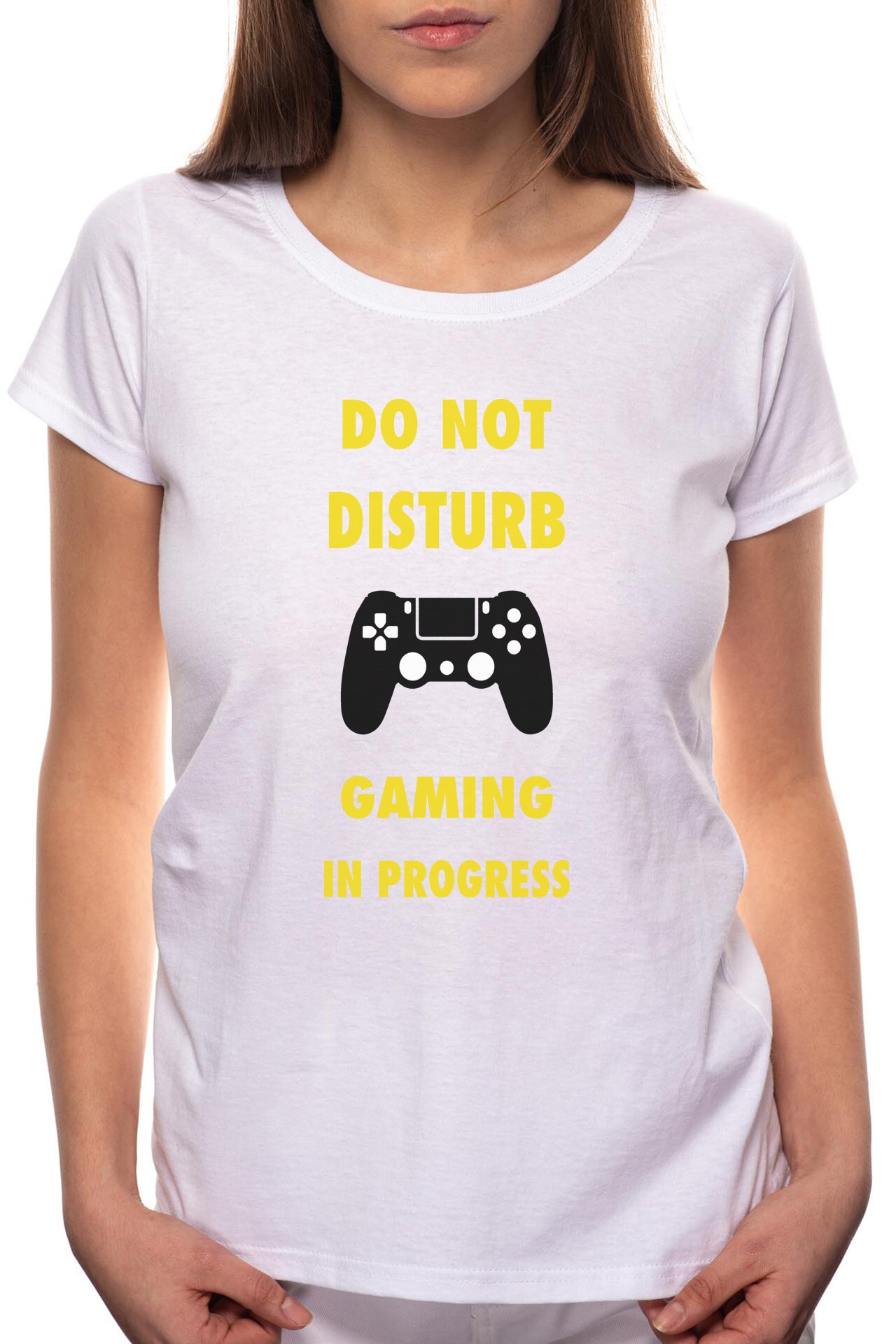 Tricou dama, Do Not Disturb, 100% Bumbac, P158, Alb