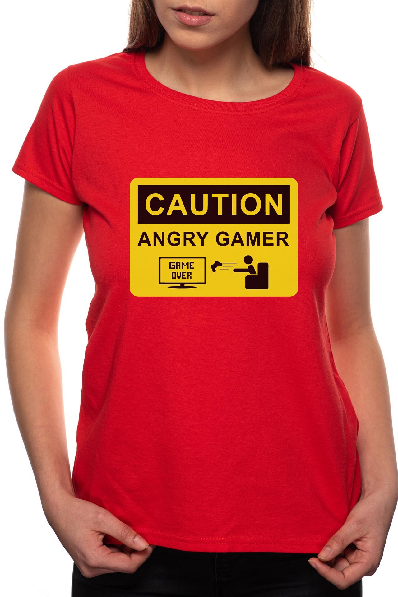 Tricou dama, Angry Gamer, 100% Bumbac, B157, Rosu