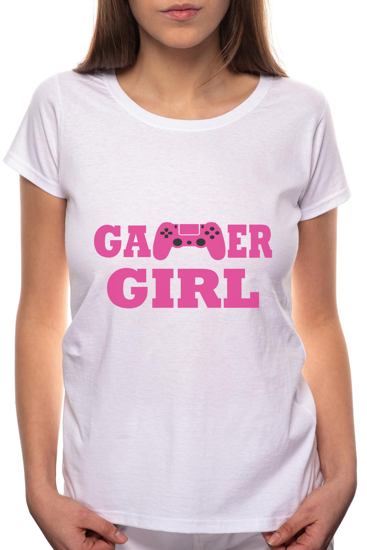 Tricou dama, Gamer Girl, 100% Bumbac, B162, Alb