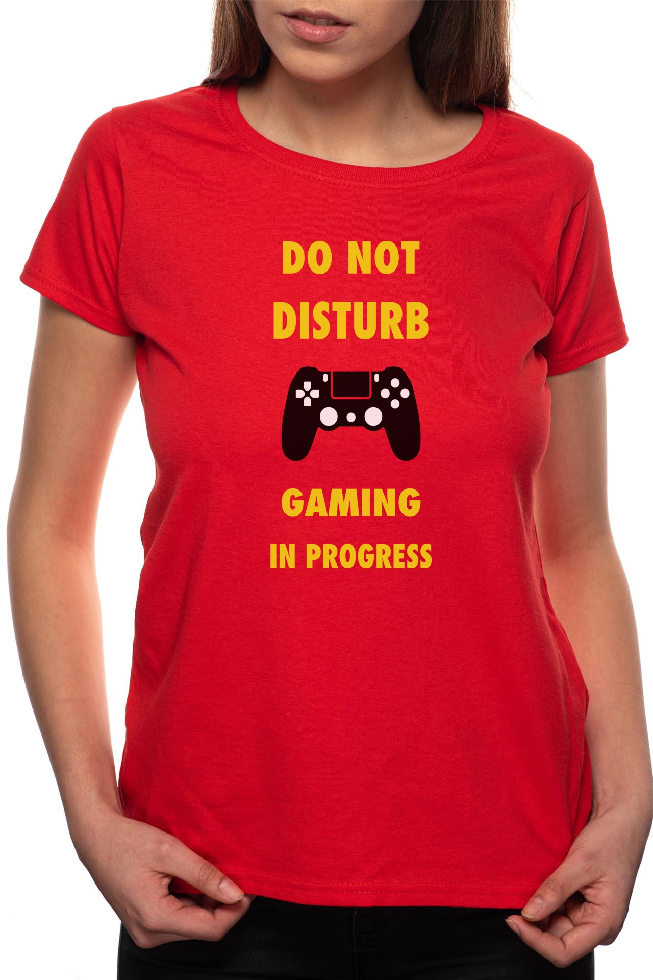 Tricou dama, Do Not Disturb, 100% Bumbac, P158, Rosu