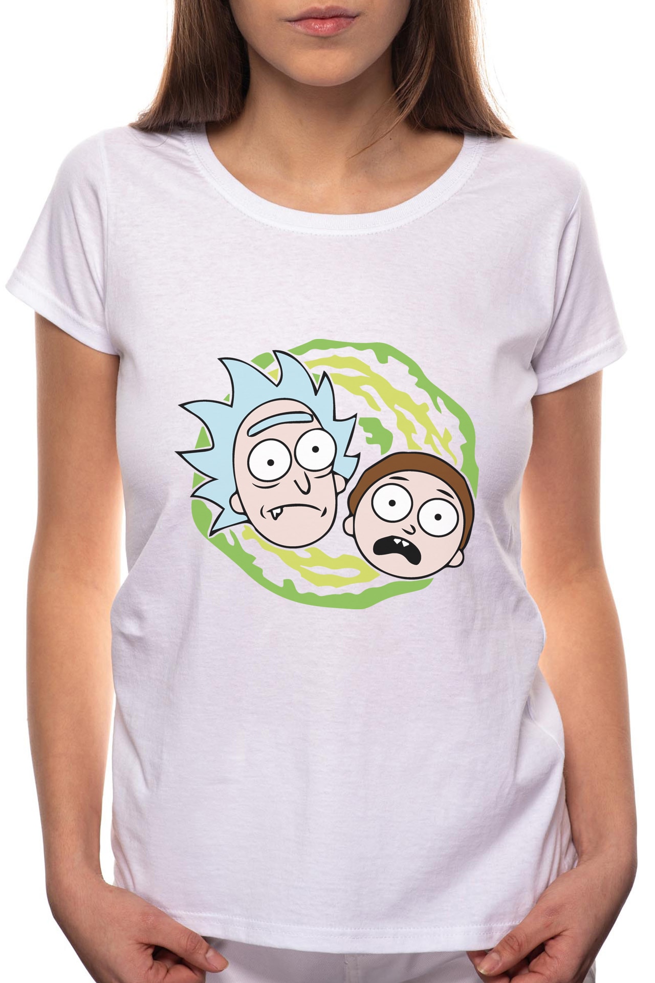Tricou dama, Rick And Morty, 100% Bumbac, R169, Alb