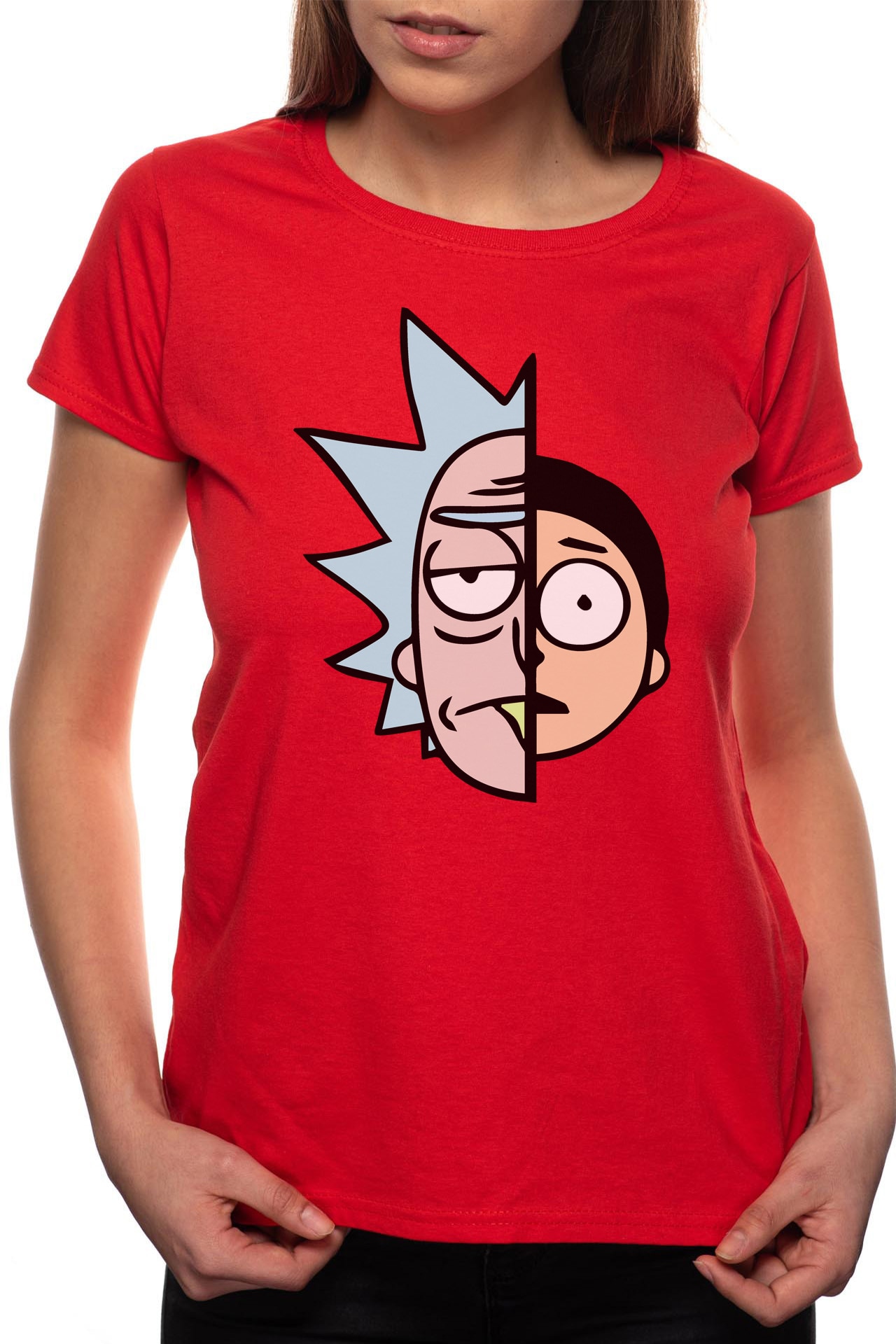 Tricou dama, Rick And Morty, 100% Bumbac, BR170, Rosu