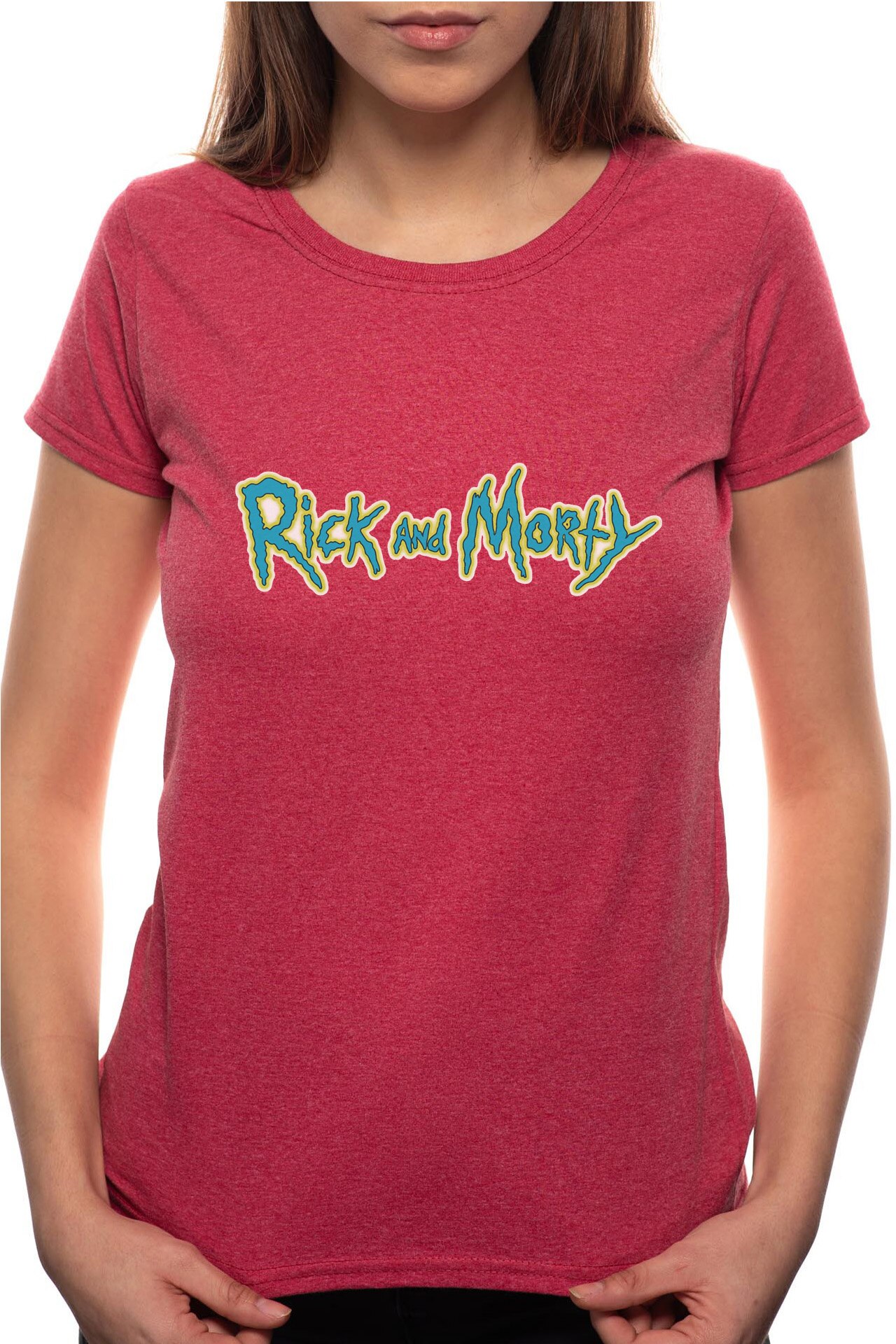 Tricou dama, Rick And Morty, 100% Bumbac, R171, Rosu Bordeaux
