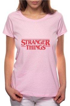 Tricou dama, Stranger Things, 100% Bumbac, BR173, Roz Tricou dama, Stranger Things, 100% Bumbac, BR173, Roz