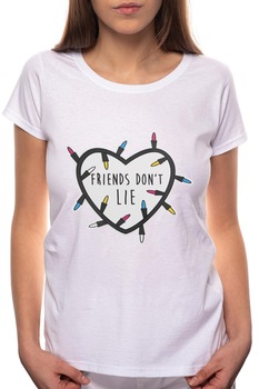 Tricou dama, Friends Don't Lie, 100% Bumbac, B176, Alb Tricou dama, Friends Don't Lie, 100% Bumbac, B176, Alb
