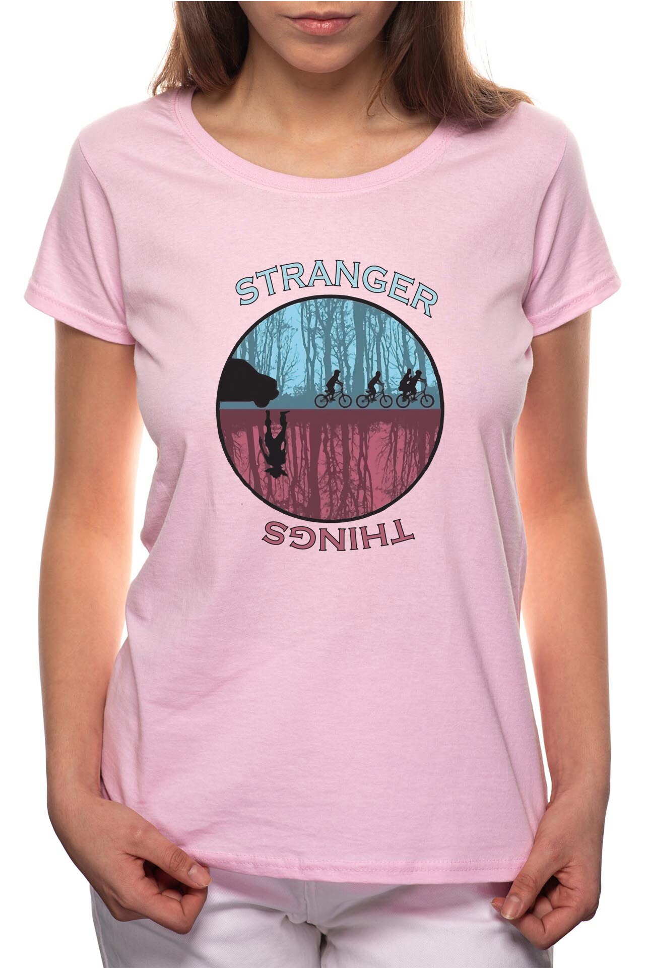 Tricou dama, Stranger Things - Forest, 100% Bumbac, B175, Roz