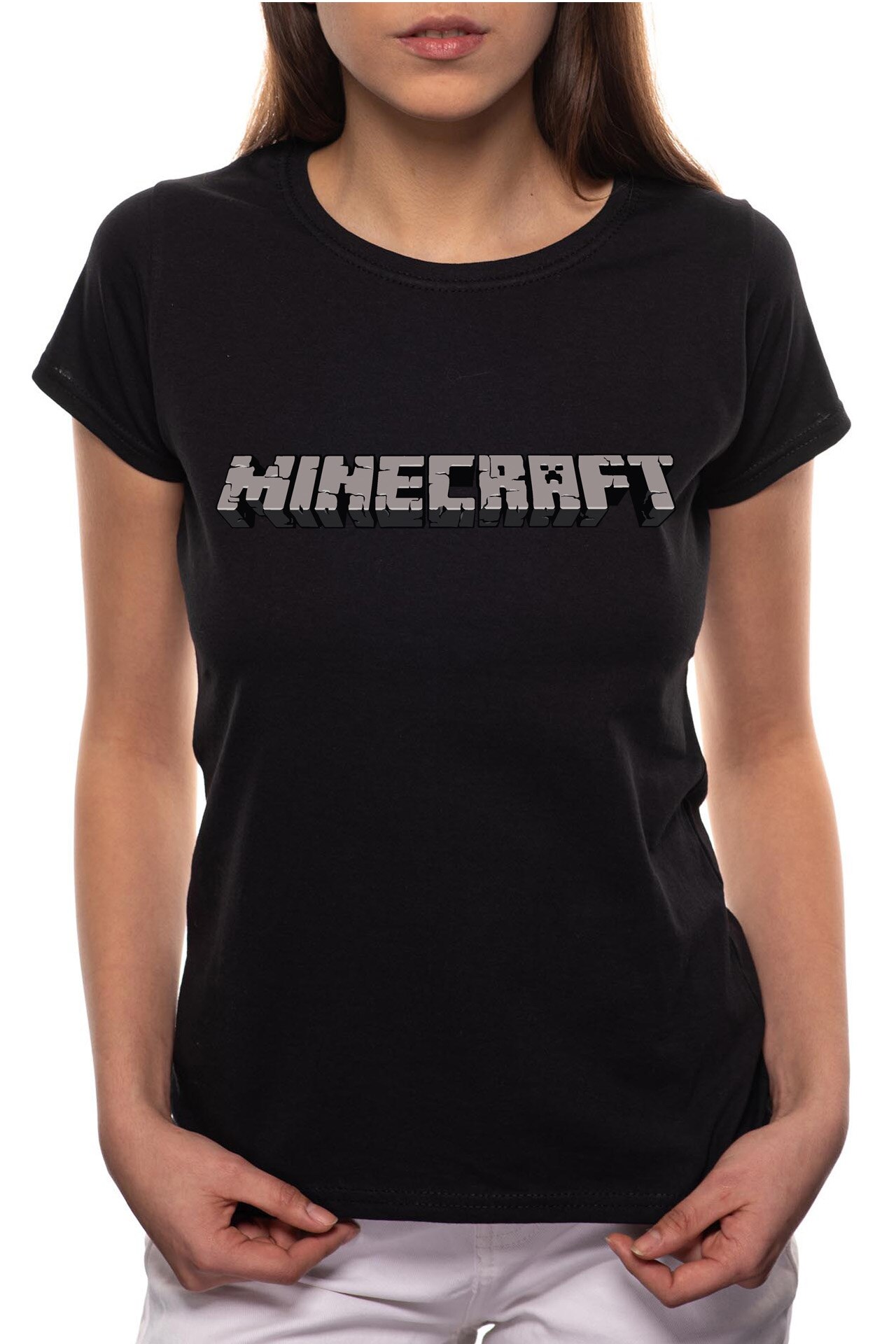 Tricou dama, Minecraft, 100% Bumbac, BR177, Negru