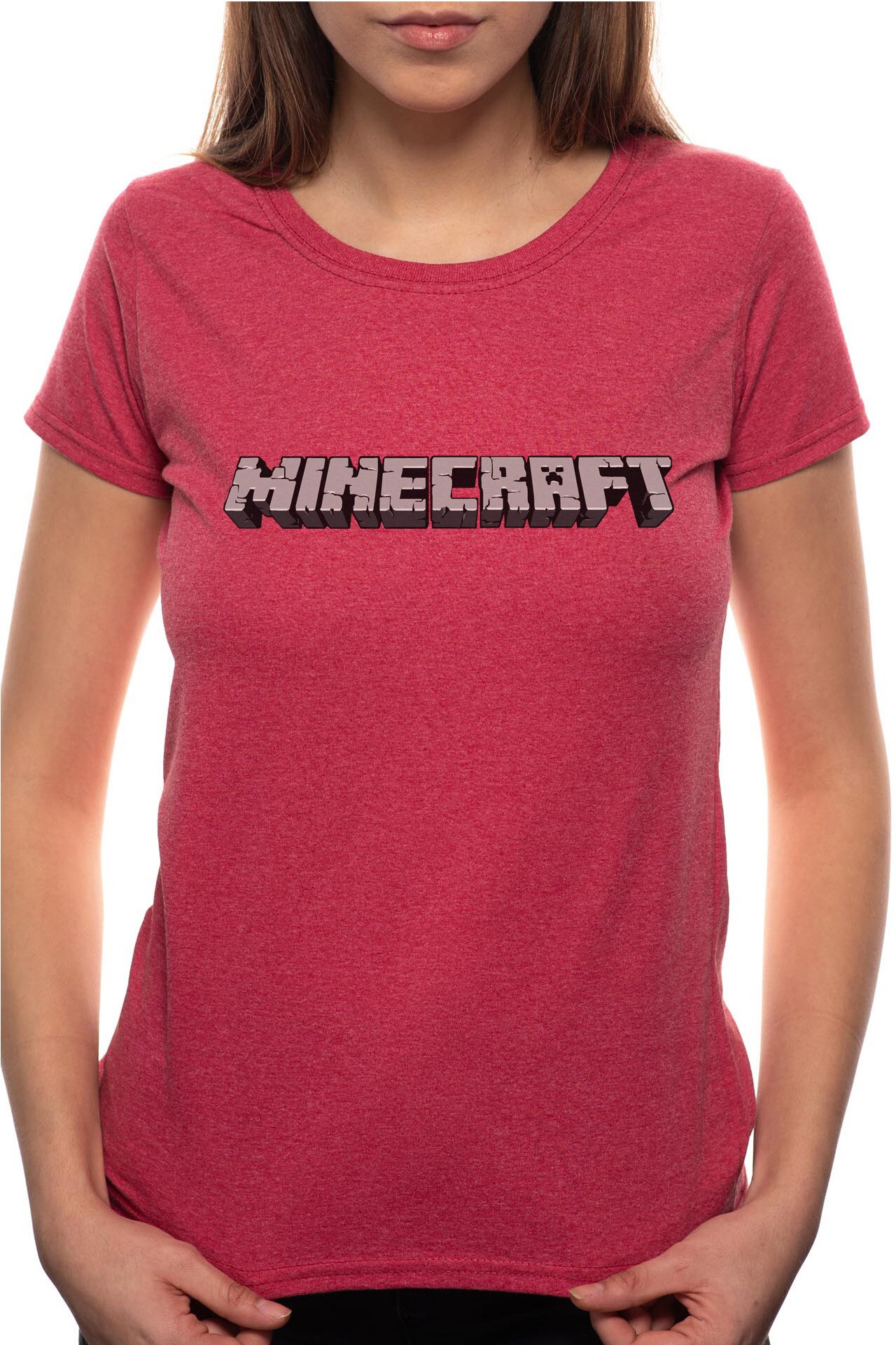 Tricou dama, Minecraft, 100% Bumbac, BR177, Rosu Bordeaux