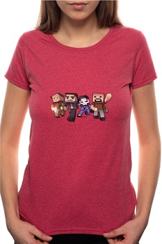Tricou dama, Minecraft, 100% Bumbac, B178, Rosu Bordeaux Tricou dama, Minecraft, 100% Bumbac, B178, Rosu Bordeaux