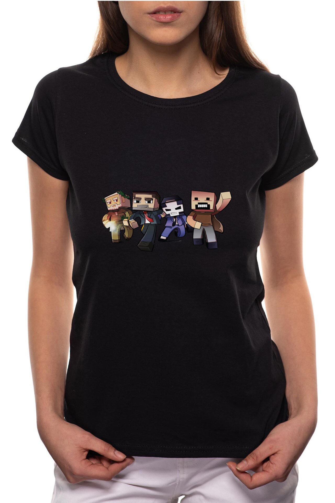 Tricou dama, Minecraft, 100% Bumbac, B178, Negru