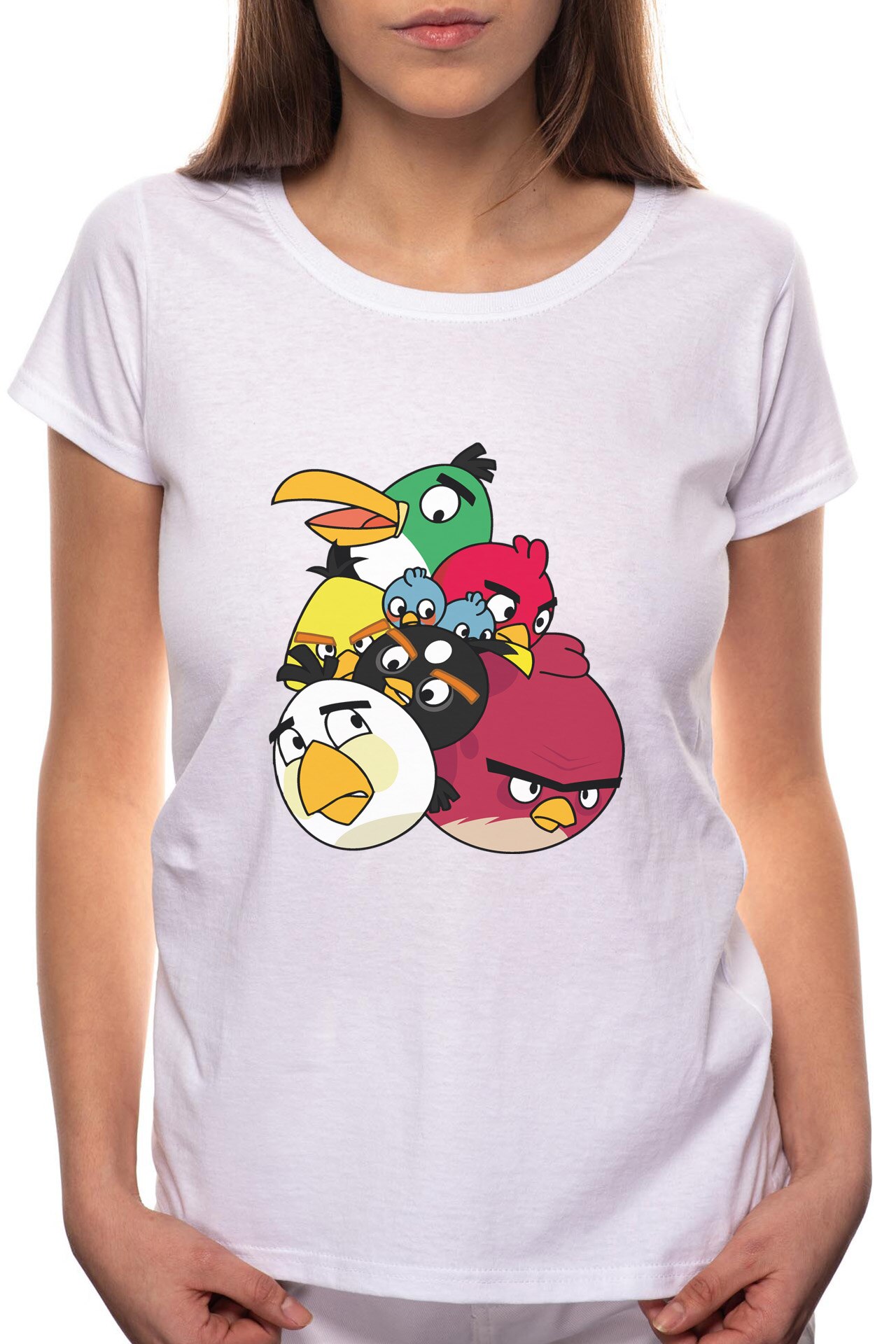 Tricou dama, Angry Birds, 100% Bumbac, P181, Alb