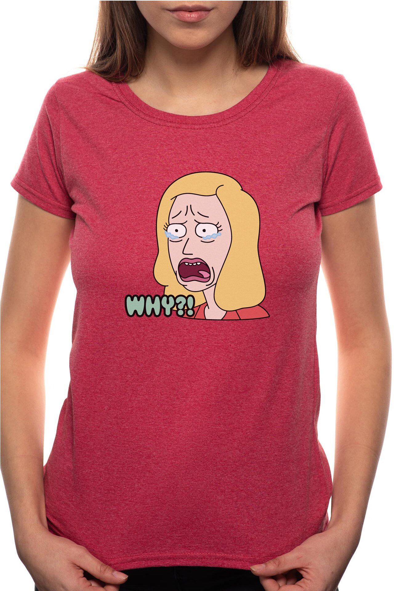 Tricou dama, Rick And Morty, 100% Bumbac, BR182, Rosu Bordeaux