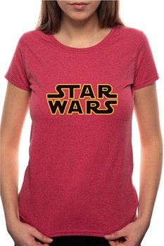Tricou dama, Star Wars, 100% Bumbac, P183, Rosu Bordeaux Tricou dama, Star Wars, 100% Bumbac, P183, Rosu Bordeaux