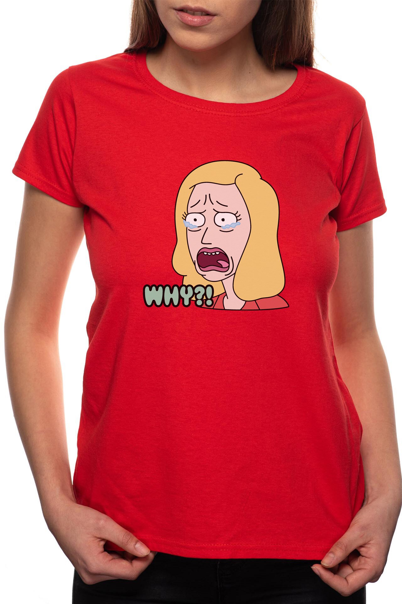 Tricou dama, Rick And Morty, 100% Bumbac, BR182, Rosu
