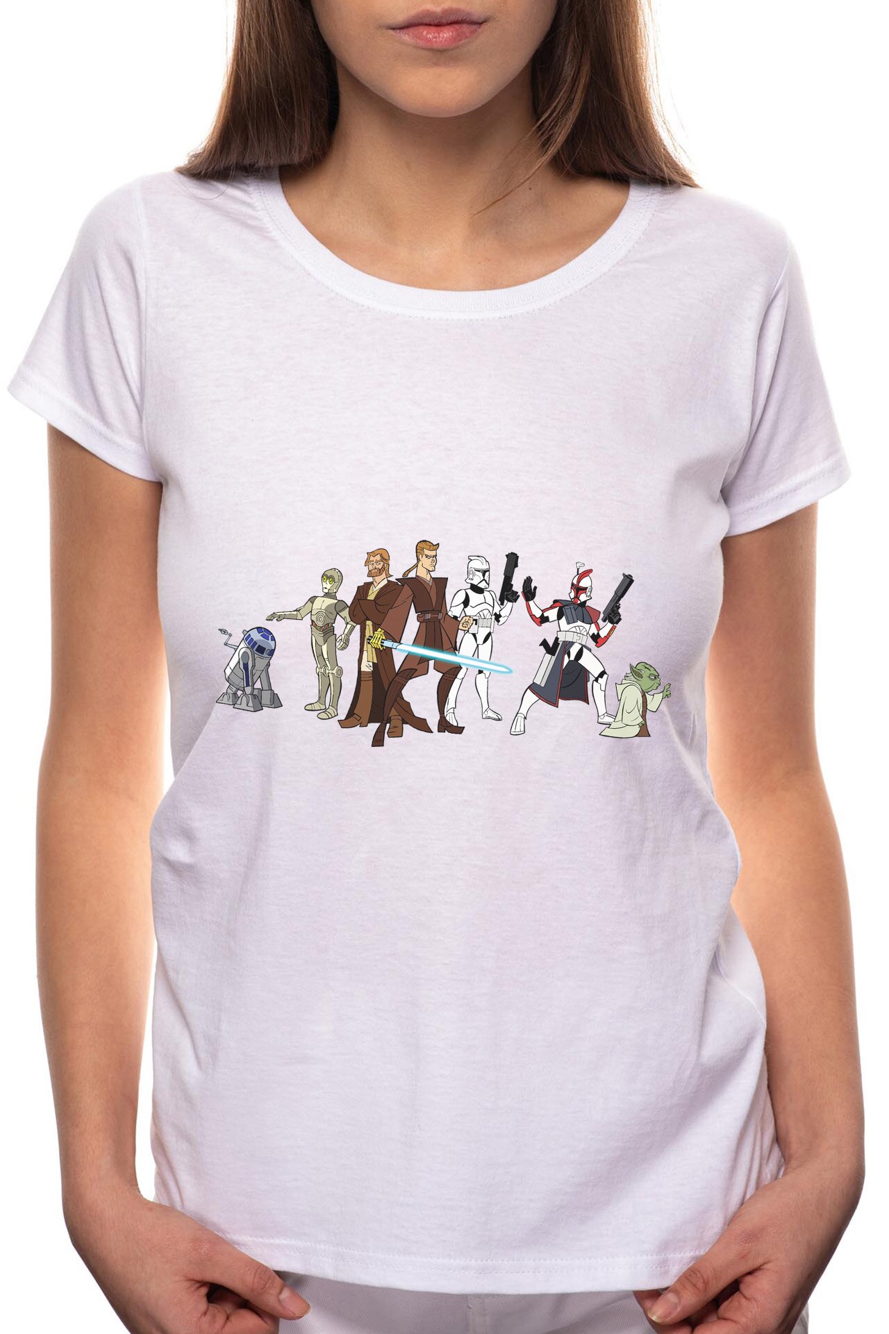 Tricou dama, Star Wars, 100% Bumbac, R184, Alb