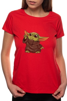 Tricou dama, Star Wars - Baby Yoda, 100% Bumbac, B185, Rosu Tricou dama, Star Wars - Baby Yoda, 100% Bumbac, B185, Rosu