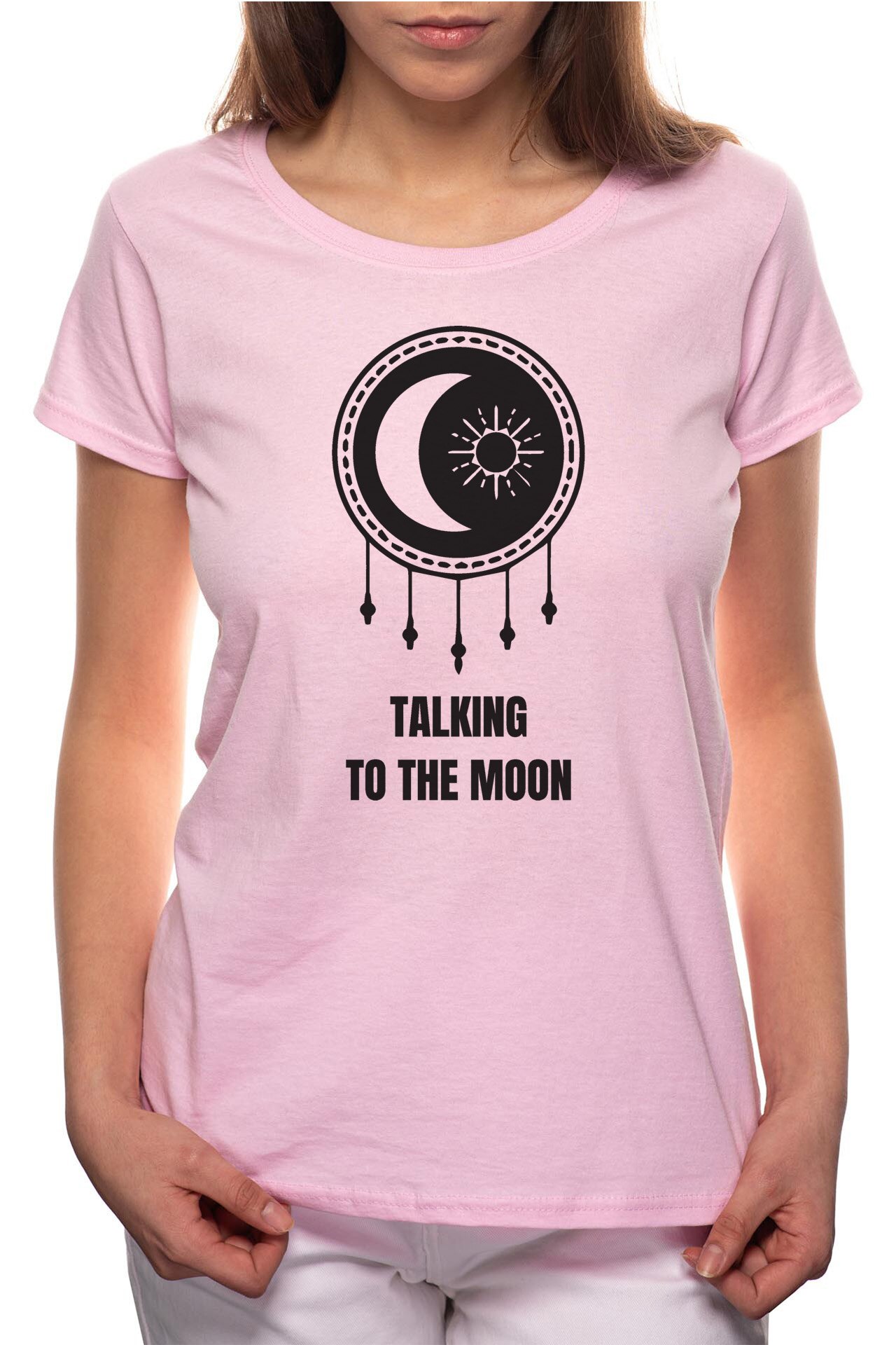 Tricou dama, Talking To The Moon, 100% Bumbac, BR189, Roz