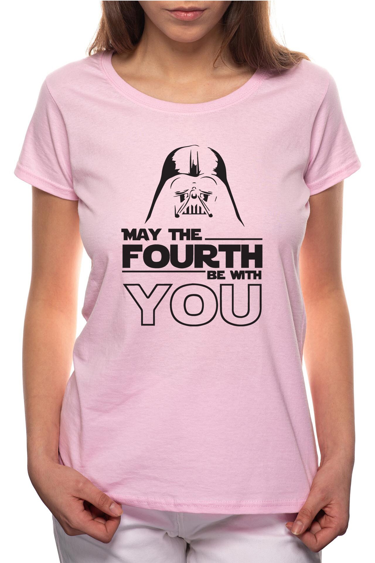Tricou dama, May The Fourth Be With You, 100% Bumbac, P187, Roz