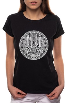 Tricou dama, Mandala, 100% Bumbac, BR191, Negru Tricou dama, Mandala, 100% Bumbac, BR191, Negru