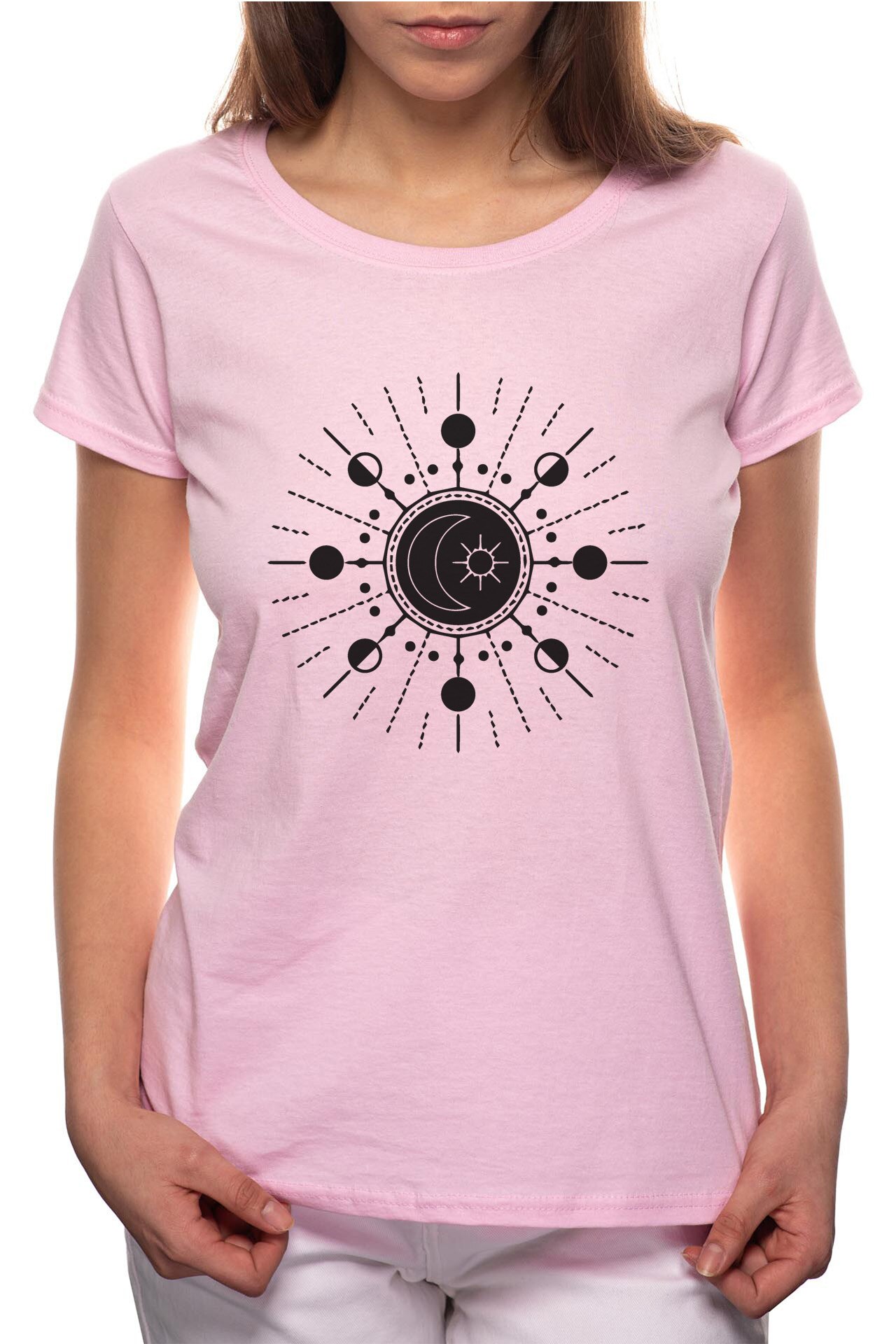 Tricou dama, Sun And Moon, 100% Bumbac, W190, Roz
