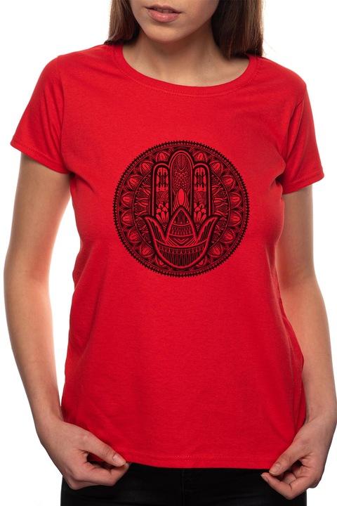 Mandala, Kerek nyakú női póló, 100% Pamut, BR191, Piros