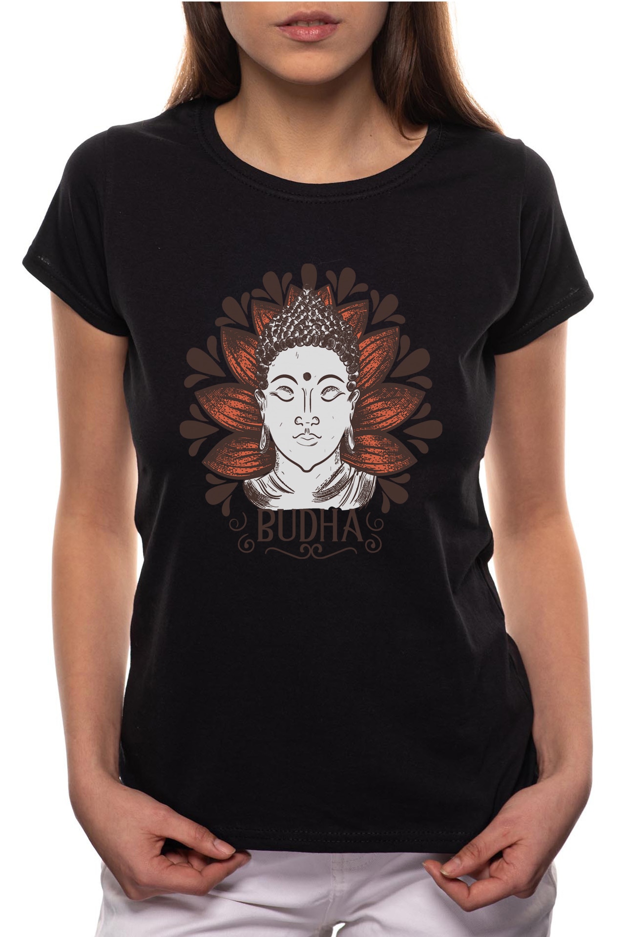 Tricou dama, Buddha, 100% Bumbac, W195, Negru