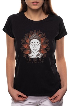 Tricou dama, Buddha, 100% Bumbac, W195, Negru Tricou dama, Buddha, 100% Bumbac, W195, Negru