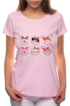 Tricou dama, Fashion Dog And Cat, 100% Bumbac, P197, Roz Tricou dama, Fashion Dog And Cat, 100% Bumbac, P197, Roz