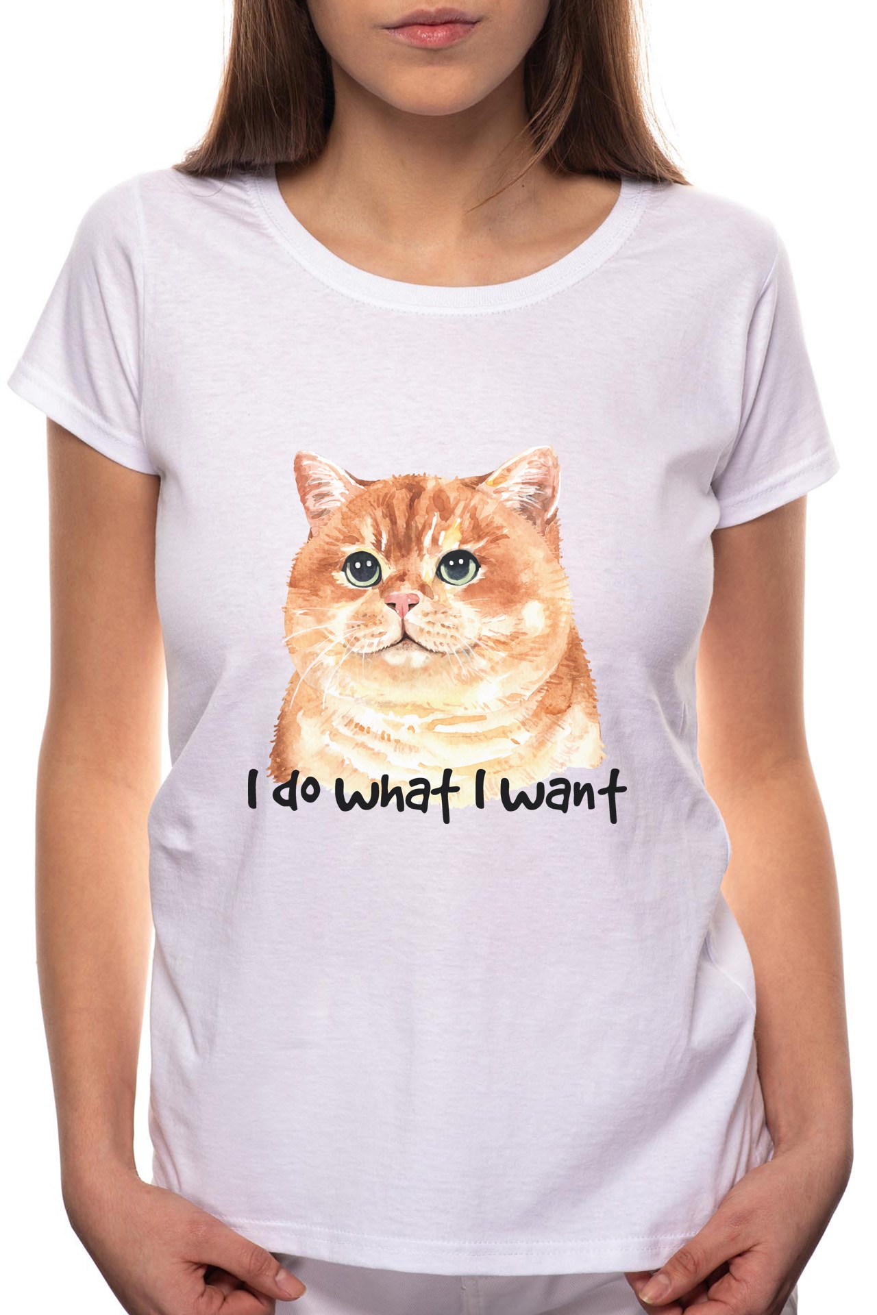 Tricou dama, I Do What I Want, 100% Bumbac, W199, Alb