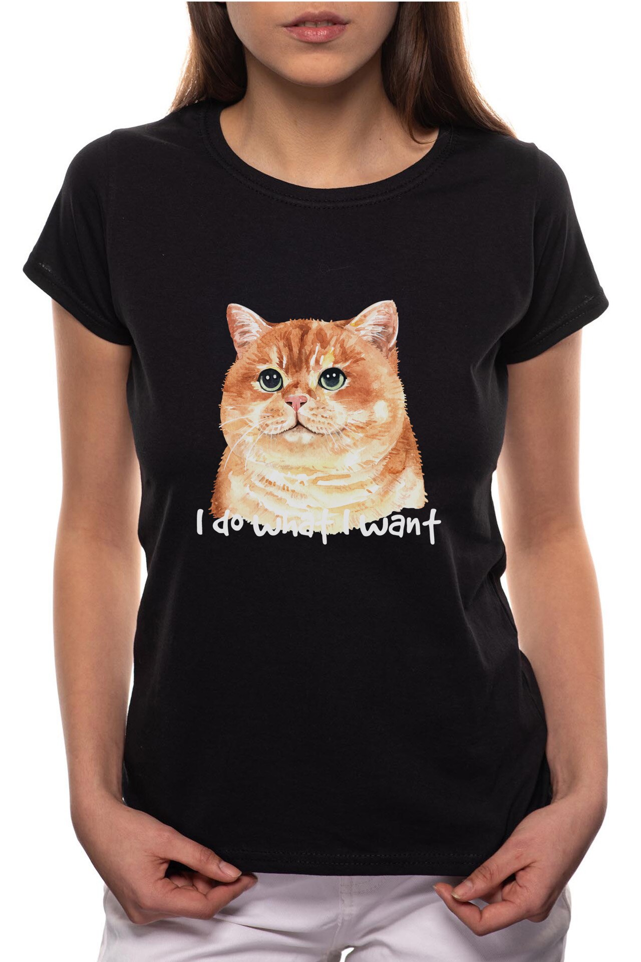 Tricou dama, I Do What I Want, 100% Bumbac, W199, Negru