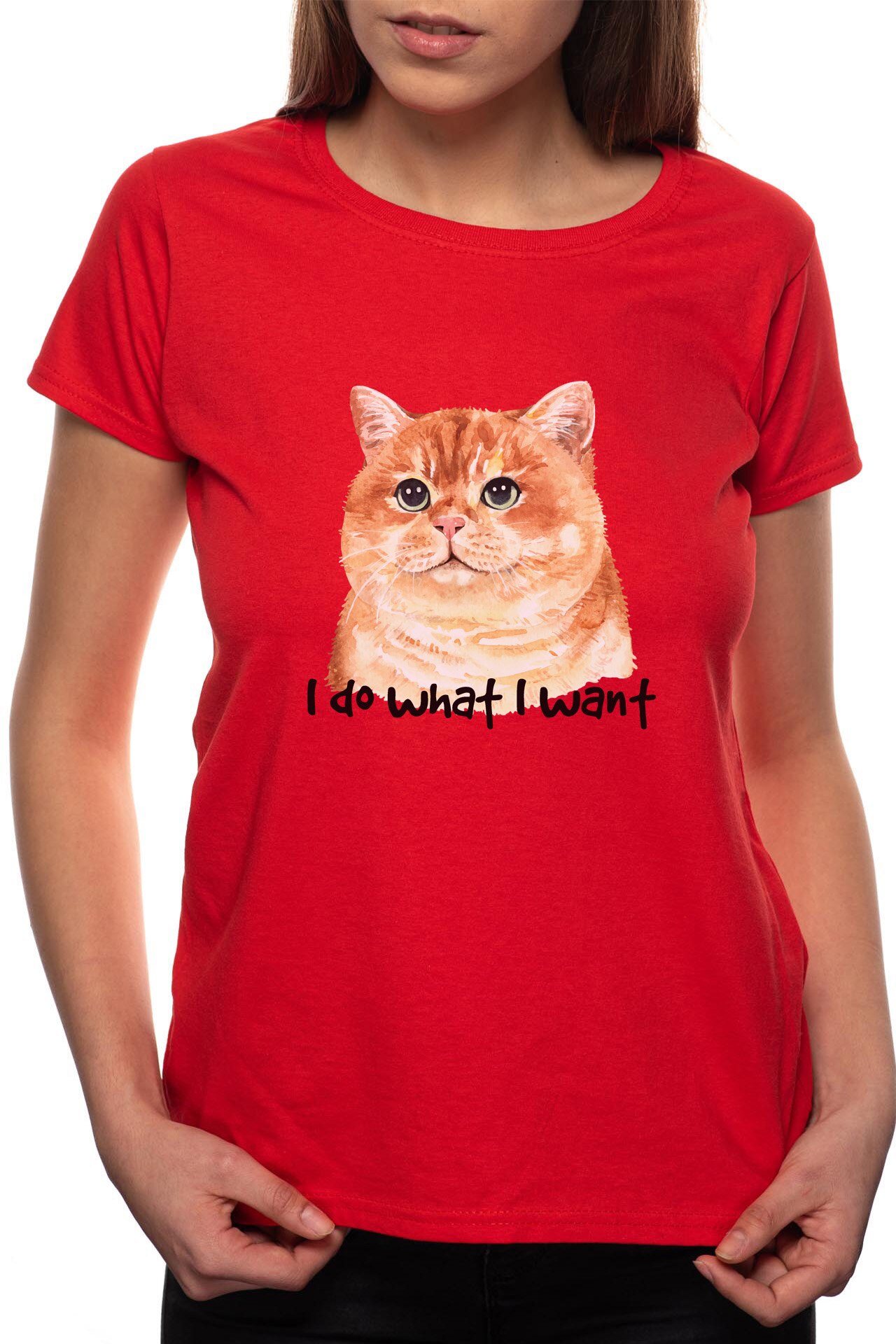 Tricou dama, I Do What I Want, 100% Bumbac, W199, Rosu