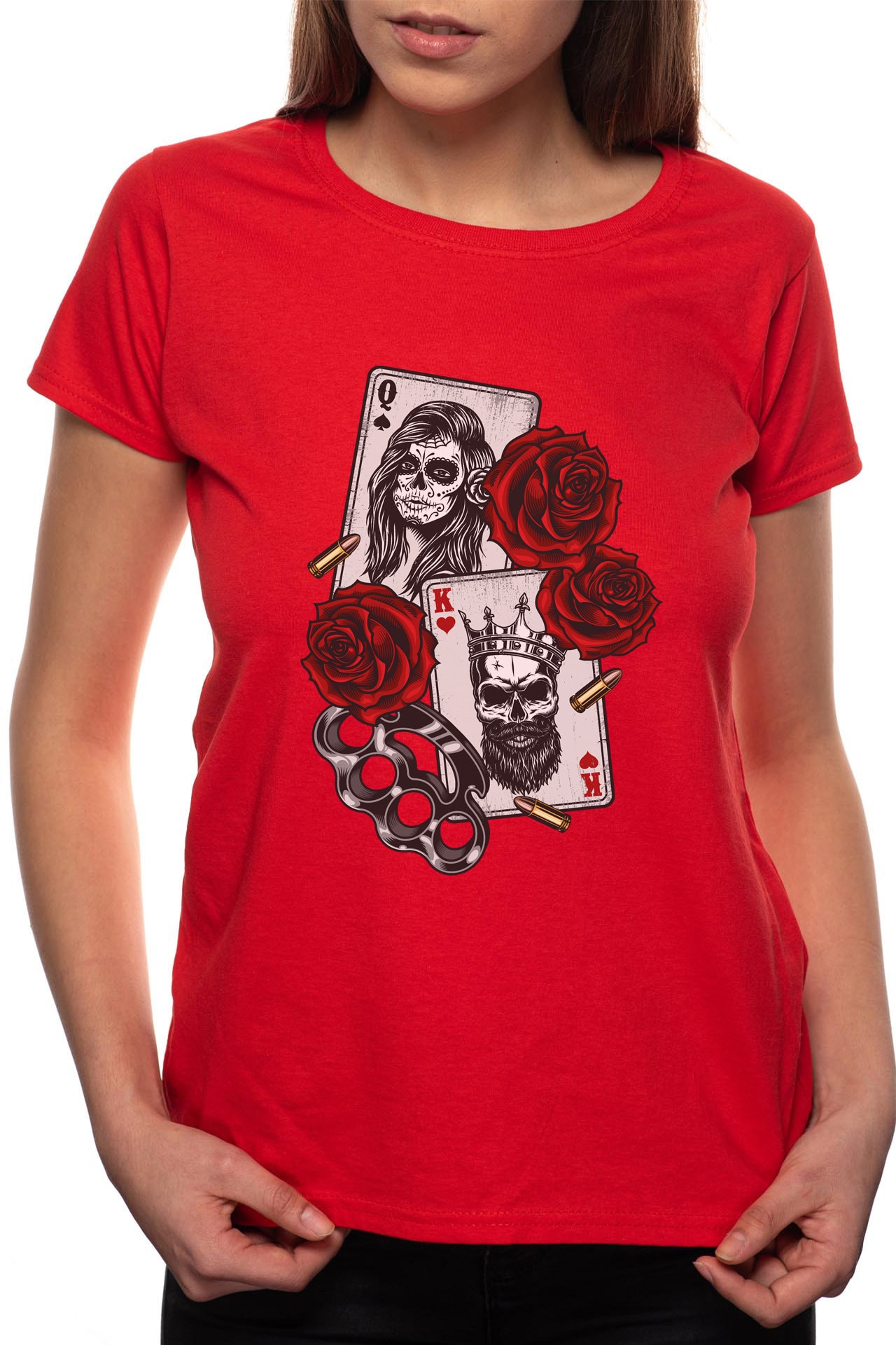 Tricou dama, Rose Poker, 100% Bumbac, B201, Rosu