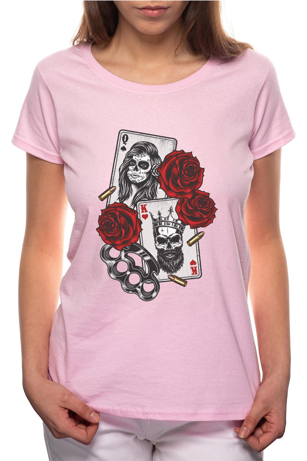 Tricou dama, Rose Poker, 100% Bumbac, B201, Roz