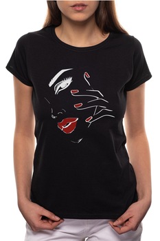 Tricou dama, Woman Face, 100% Bumbac, BR205, Negru Tricou dama, Woman Face, 100% Bumbac, BR205, Negru