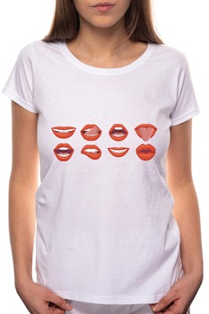 Tricou dama, Lips, 100% Bumbac, B206, Alb Tricou dama, Lips, 100% Bumbac, B206, Alb