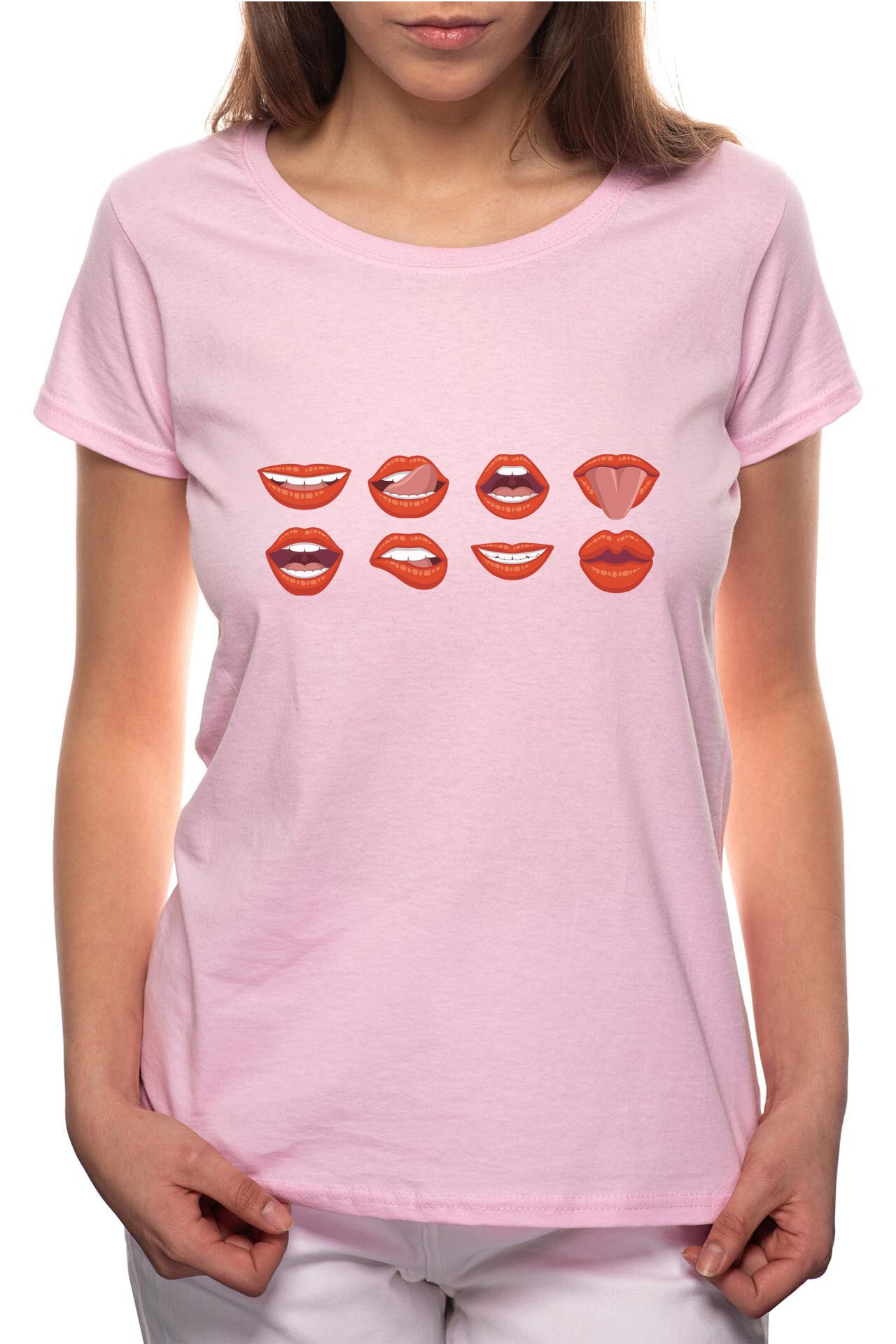 Tricou dama, Lips, 100% Bumbac, B206, Roz