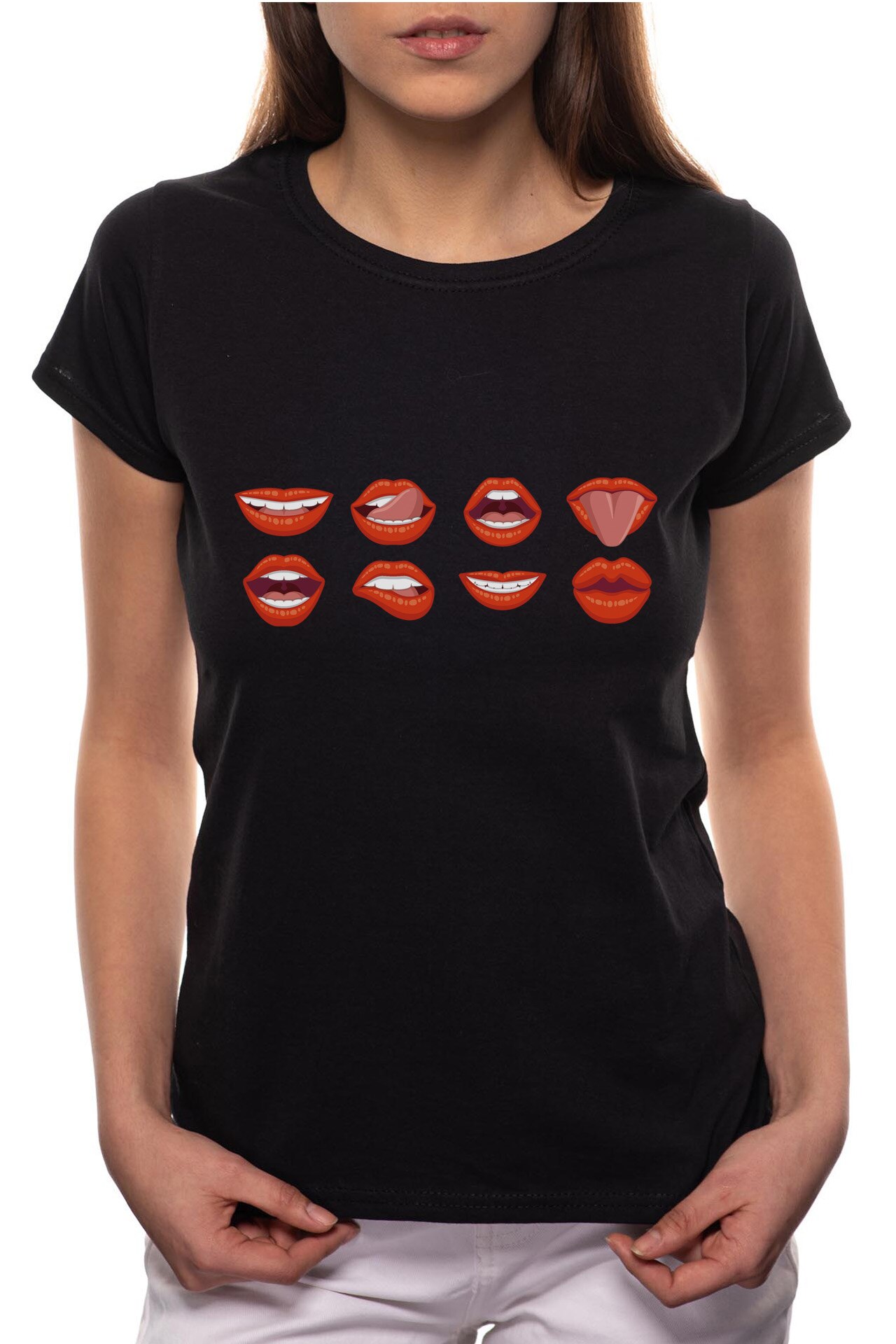 Tricou dama, Lips, 100% Bumbac, B206, Negru