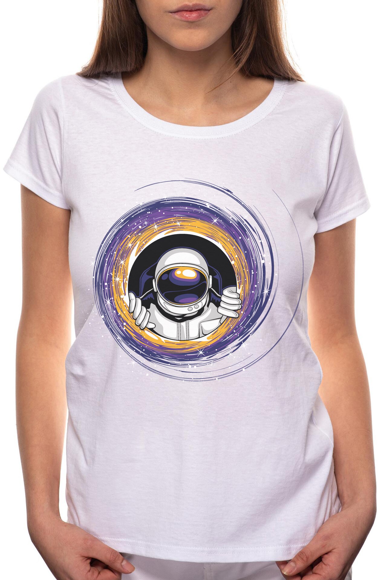 Tricou dama, Astronaut, 100% Bumbac, B227, Alb
