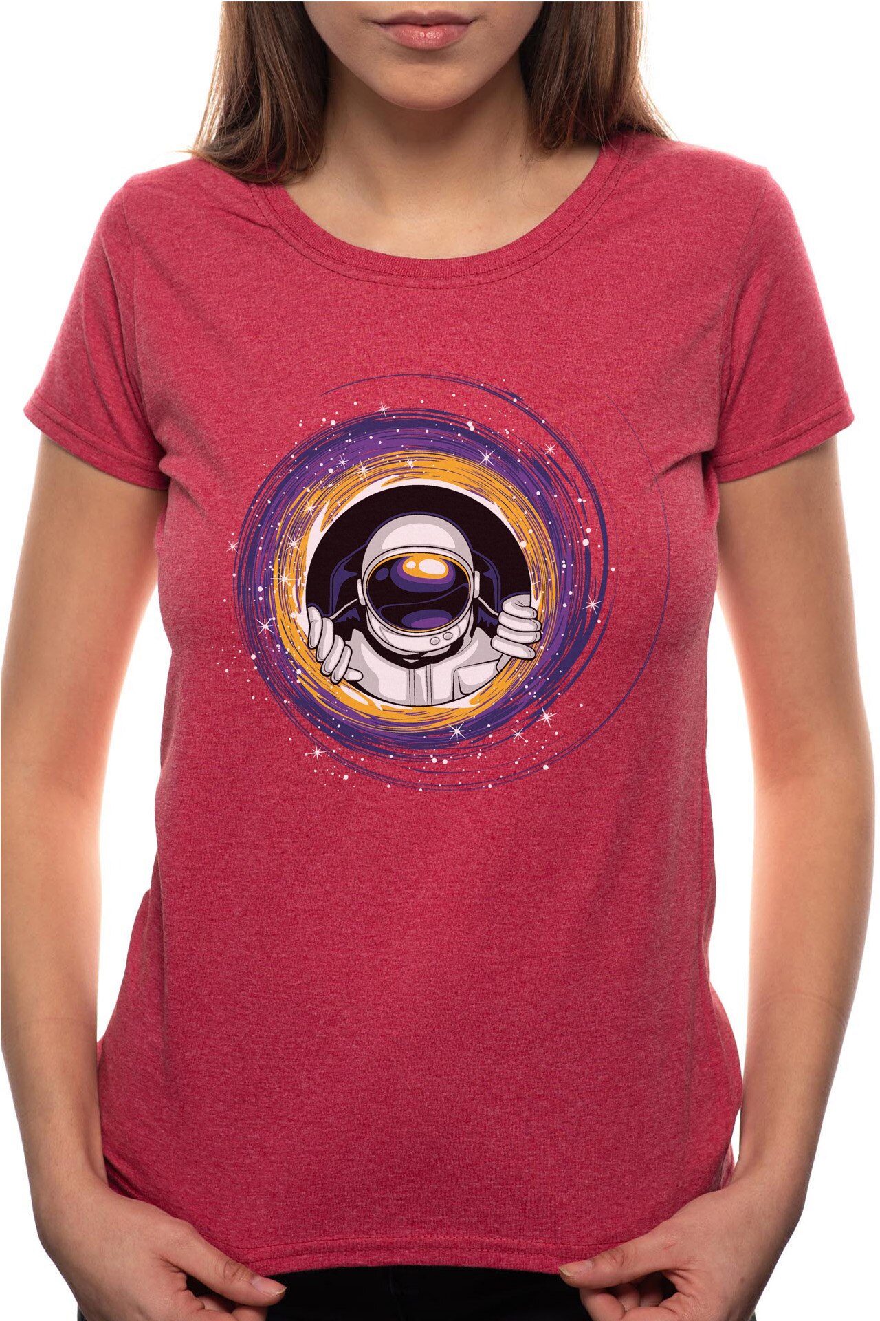 Tricou dama, Astronaut, 100% Bumbac, B227, Rosu Bordeaux