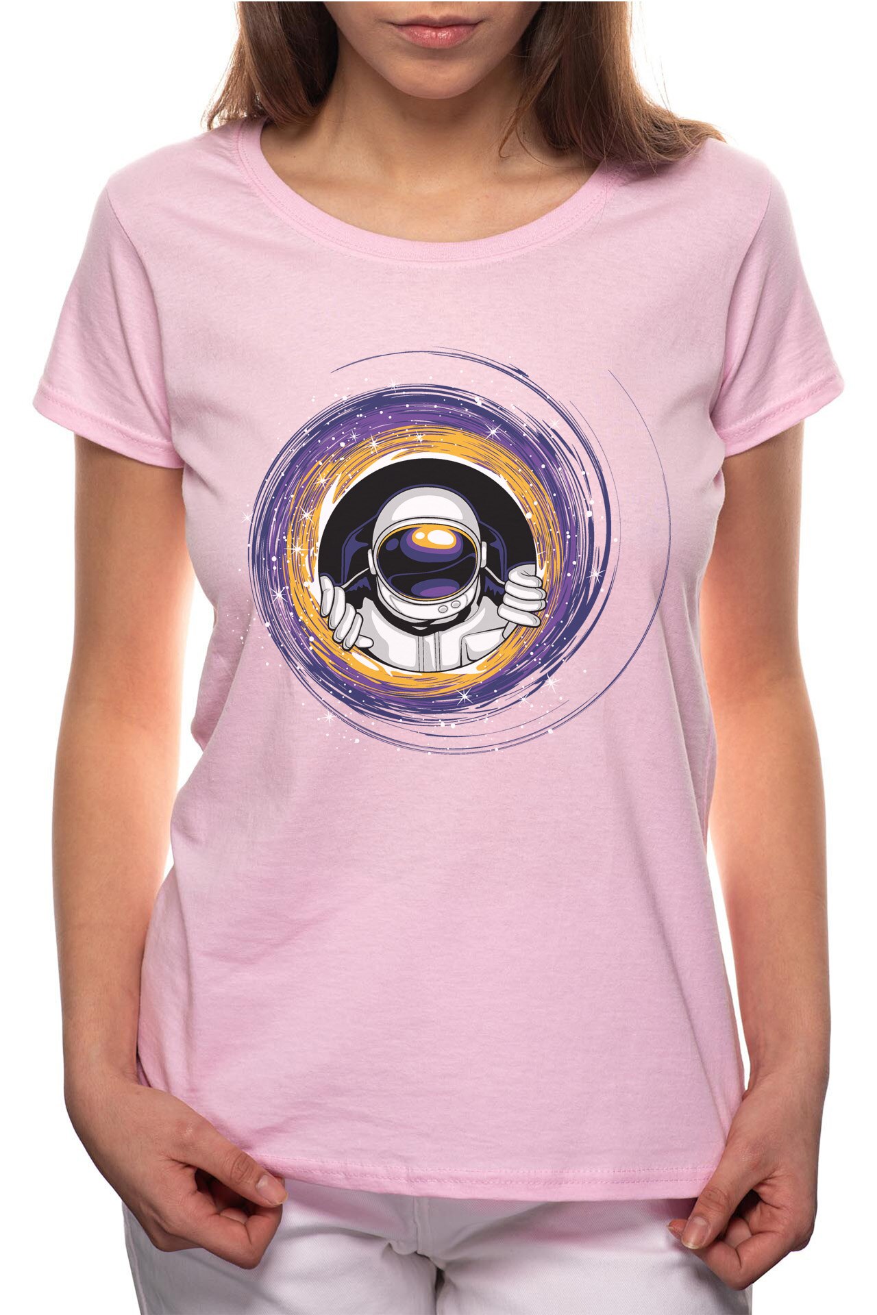 Tricou dama, Astronaut, 100% Bumbac, B227, Roz
