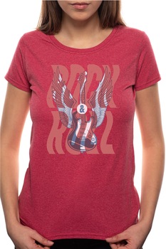 Tricou dama, Rock And Roll, 100% Bumbac, R231, Rosu Bordeaux Tricou dama, Rock And Roll, 100% Bumbac, R231, Rosu Bordeaux