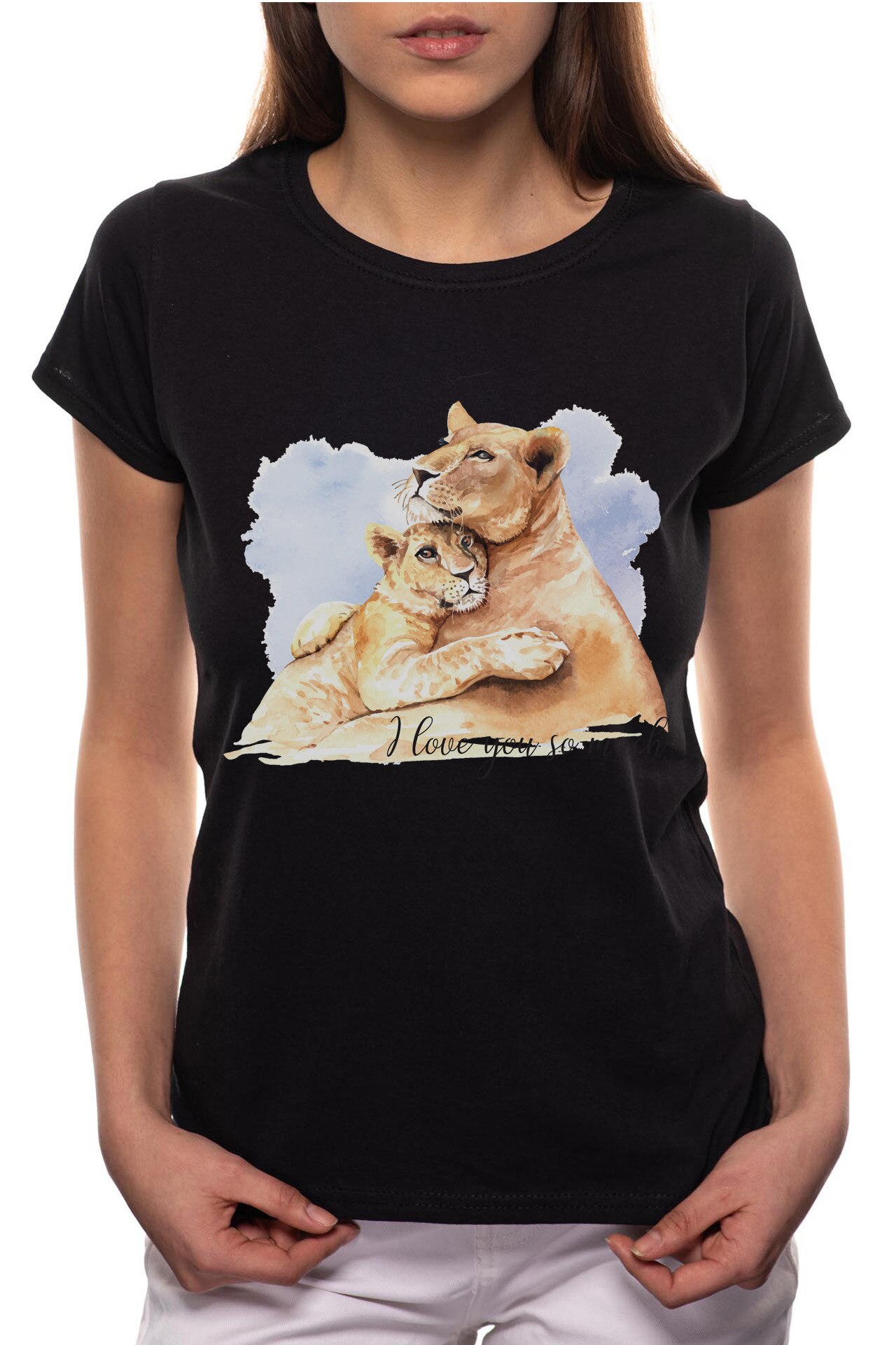 Tricou dama, Lion Love, 100% Bumbac, P241, Negru