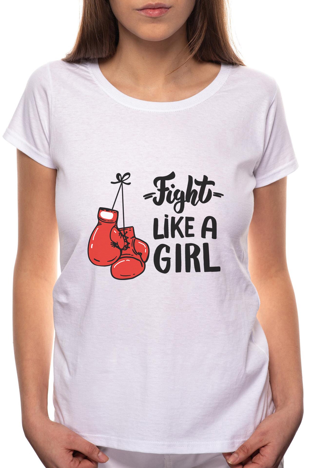 Tricou dama, Flight Like A Girl, 100% Bumbac, P242, Alb